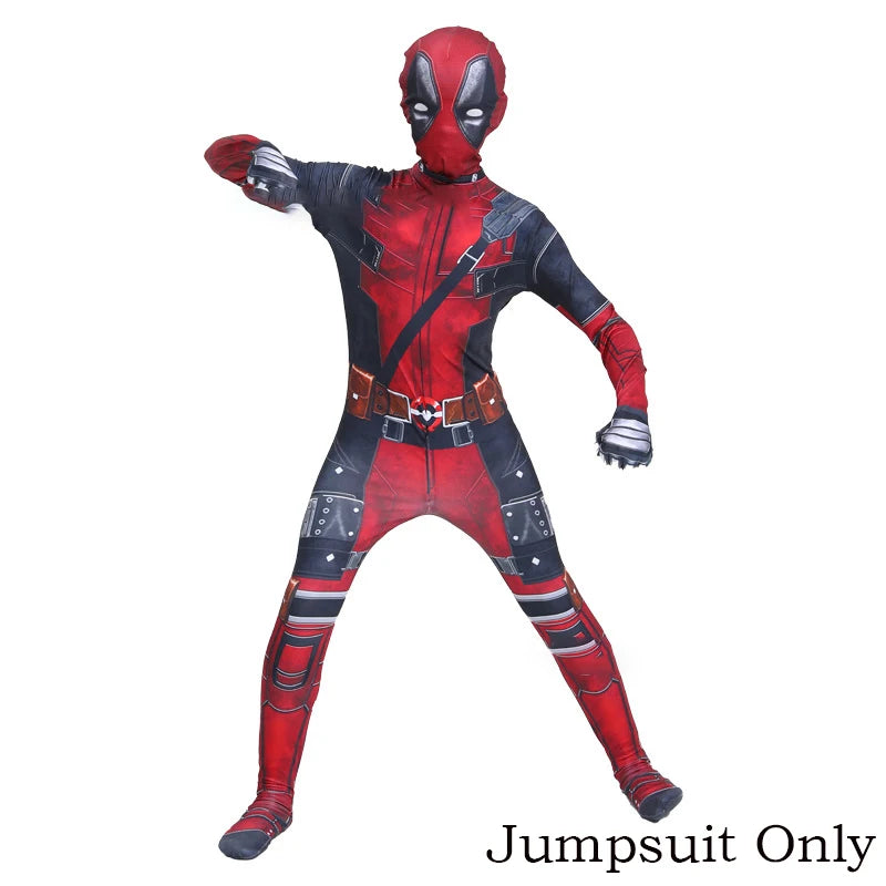 New Movie Character Role Play Costume Superhero Deadpool Costume Mask Sword Bag Suits Halloween Party Cosplay Jumpsuit 3D Style