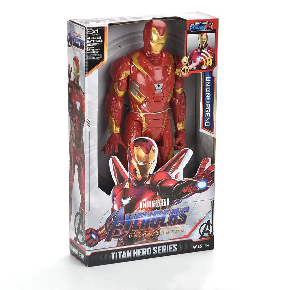 Action Toy 30cm Marvel Avengers Toy Thanos Hulk Spiderman Iron Man Captain America Thor Black Panther With Sound And Light