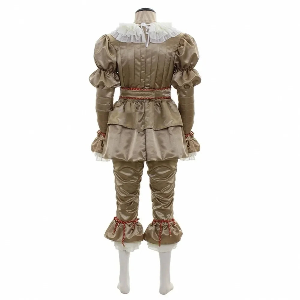 New Halloween Adult Men Pennywise Clown Cosplay Costume Carnival Party Boys Girls Stage Performance Villain Vintage Clothing Set