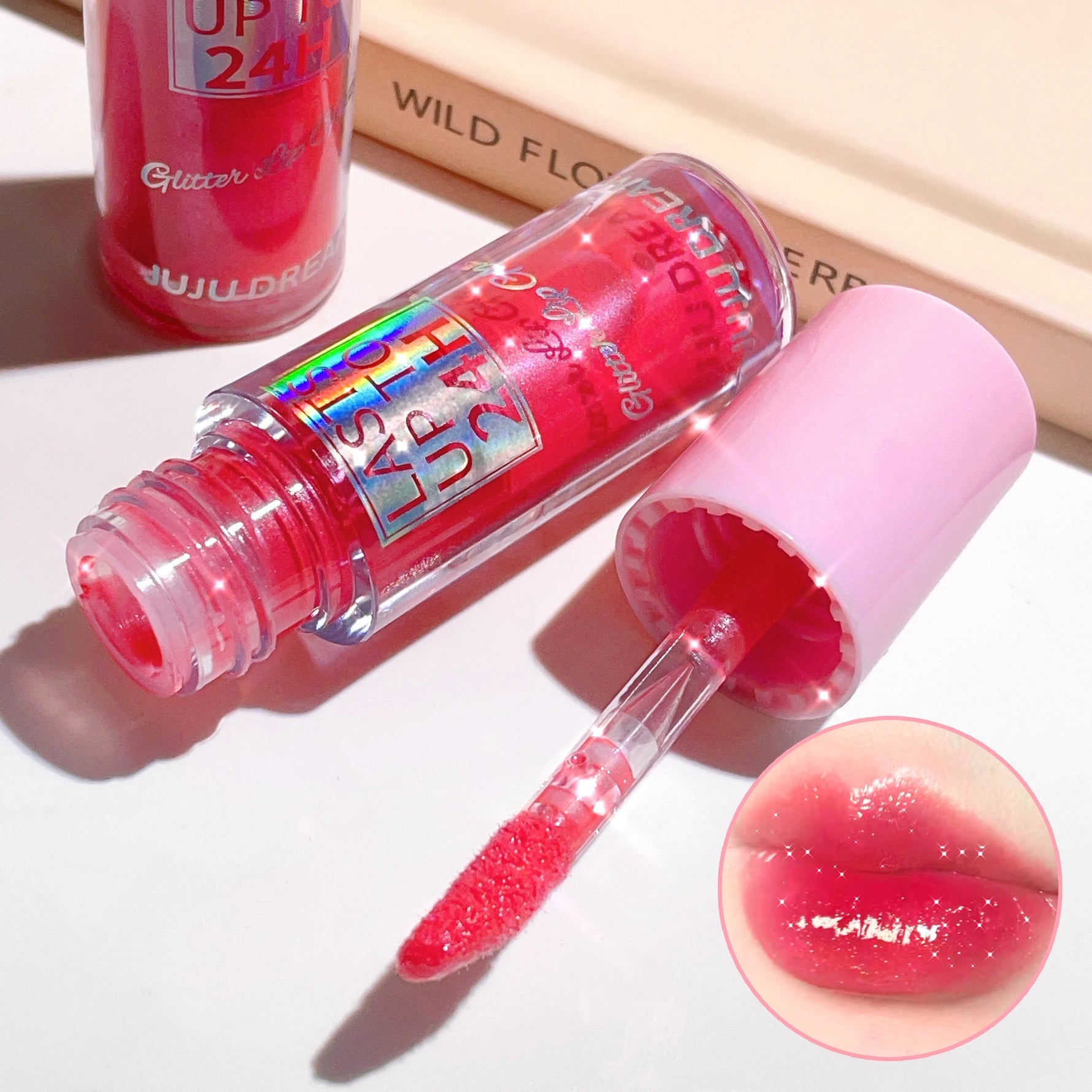 6 Colors Glitter 1pcs Lip Glaze Long Lasting Lip Gloss Waterproof Liquid Lipstick Makeup Lip Oil Lip Tint Moisturizing Lip Balm