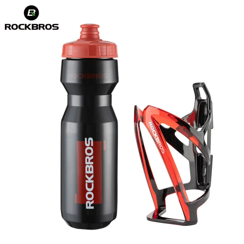 ROCKBROS Cycling Water Bottle+Water Bottle Holder 2-Piece Set -750ml Sports Water Bottle+Integrated Molded Water Bottle Holder