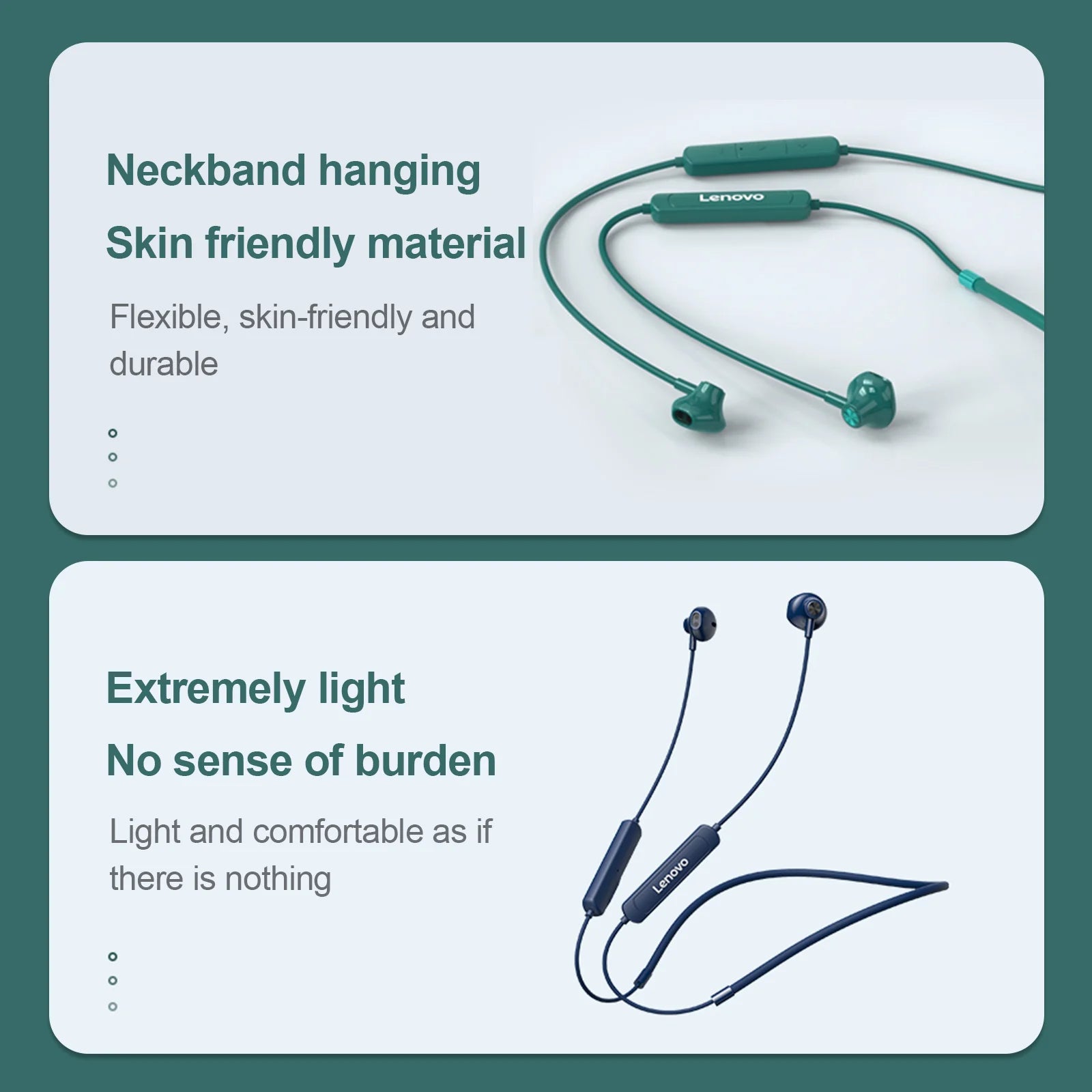 Lenovo SH1 Wireless Earphone Bluetooth 5.0 Neckband Headphone HIFI Sound Sport Magnetic Headset IPX5 Waterproof Earbuds with Mic
