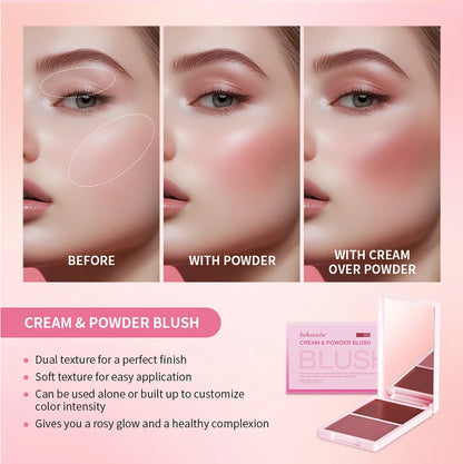 Blush Juvia's Cream Powder Matte Blush Makeup Rose Pan Long-lasting Wearing High Pigment Natural Matte Blush Duo Cosmtics
