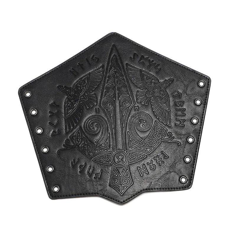 Medieval PU Leather Gauntlet Wristband Medieval Arm Bracers Punk Bracer Wrist Guards for Halloween Warrior Knight Photo Props