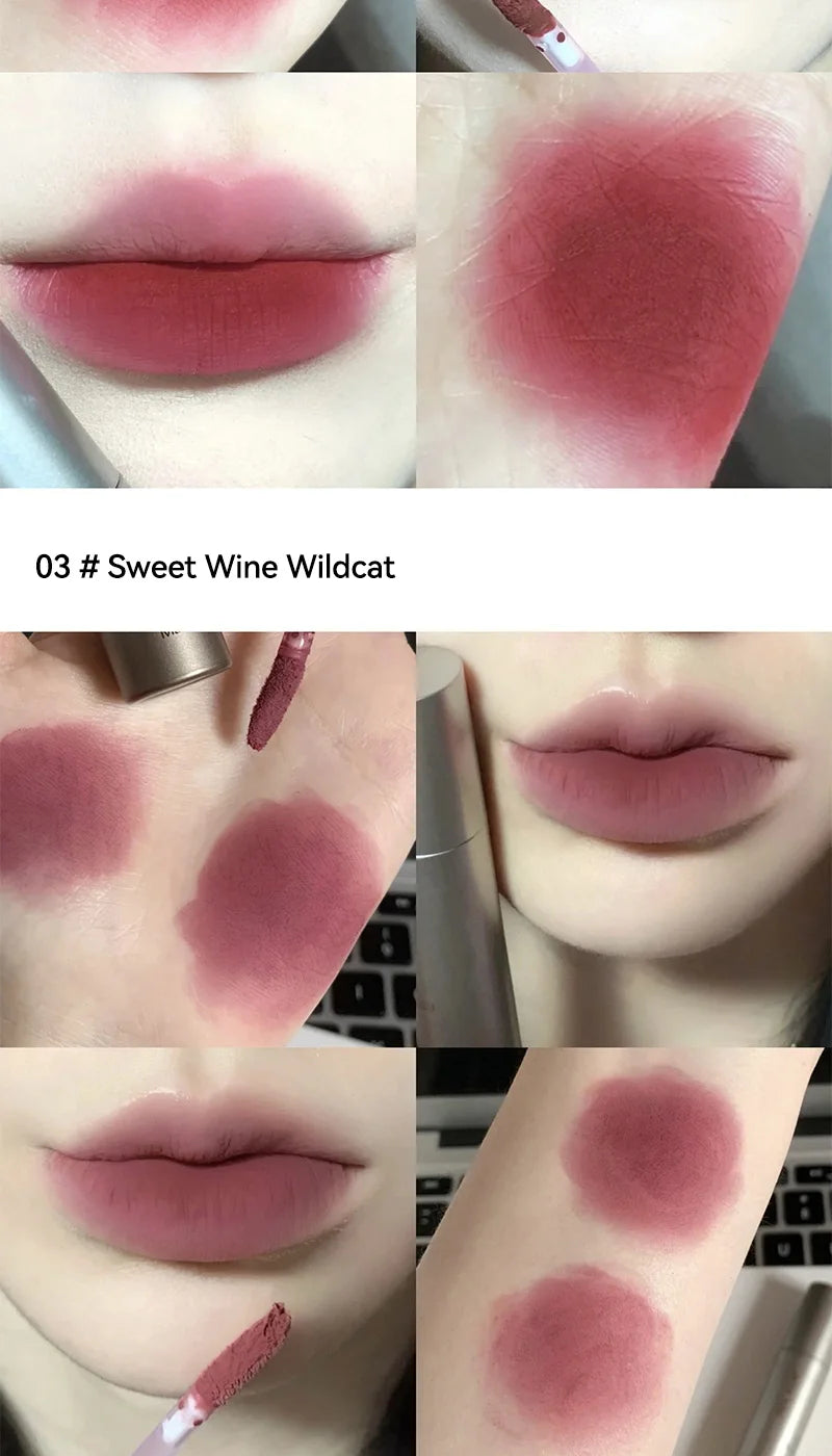 DIXI Mini Silver Tube Matte Lip Glaze — Velvet Finish, Skin-Enhancing, Versatile Low-Saturation Latte Shade