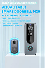 Wireless Doorbell Camera with Solar Cover 1080P Video Intercom Motion Detect Night Vision Waterproof Outdoor Smart Doorbell Wifi
