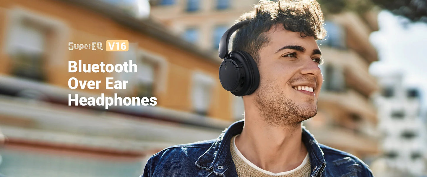 Oneodio SuperEQ V16 Wireless Headphones Bluetooth 5.3 Over Ear Headset With Mic Bass/Pop Mode Hi-Res Foldable Headphones 90H
