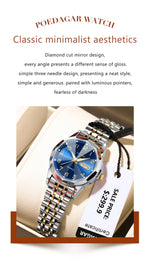 POEDAGAR Fashion Ladies Watch Waterproof Luminous Date Week Watch for Woman High Quality Stainless Steel Women's Quartz Watches