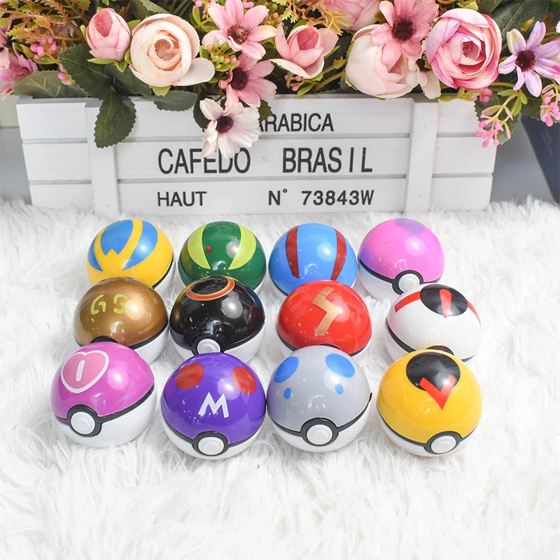 12Pcs/Set Pokemon Poke Ball Figure Toys Anime Pikachu Pocket Monster Pet Elf PVC Figurine Action Collection Model Dolls Gifts