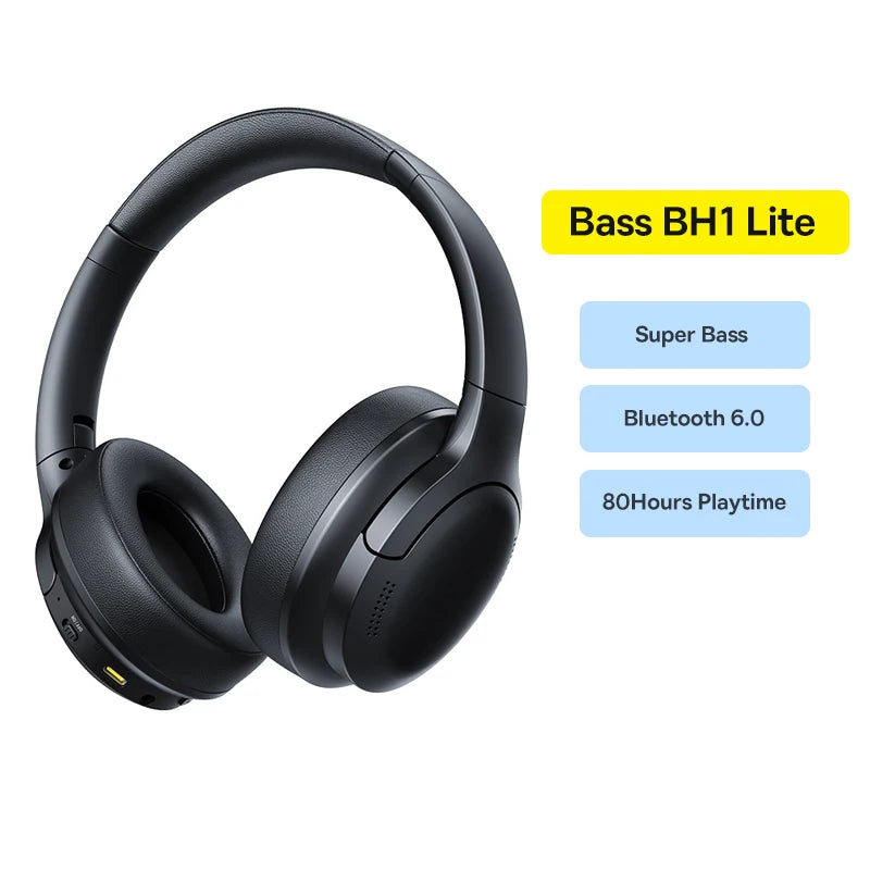 Baseus Wireless Headphones Bluetooth 5.3 HIFI Level Earphone 40mm Driver Foldable Over Ear Headsets 70H Playtime Spatial Audio