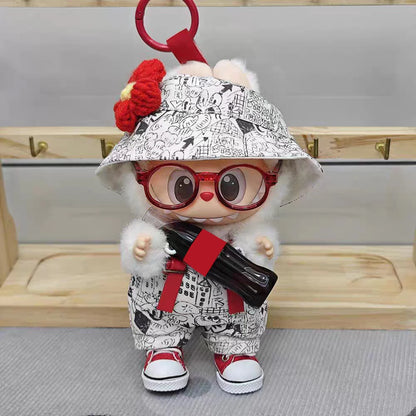 For 3rd Gen 17cm Labubu Trend Clothes Pendant Sitting Party Graffiti Strap Pants Hat Labubu Retro Clothes