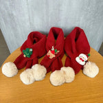 Christmas Scarf for Kids Red Knitted Cross Neck Warmer Winter Baby Boy Girl Unisex Outdoor Riding Anti-Cold 1-6 Years