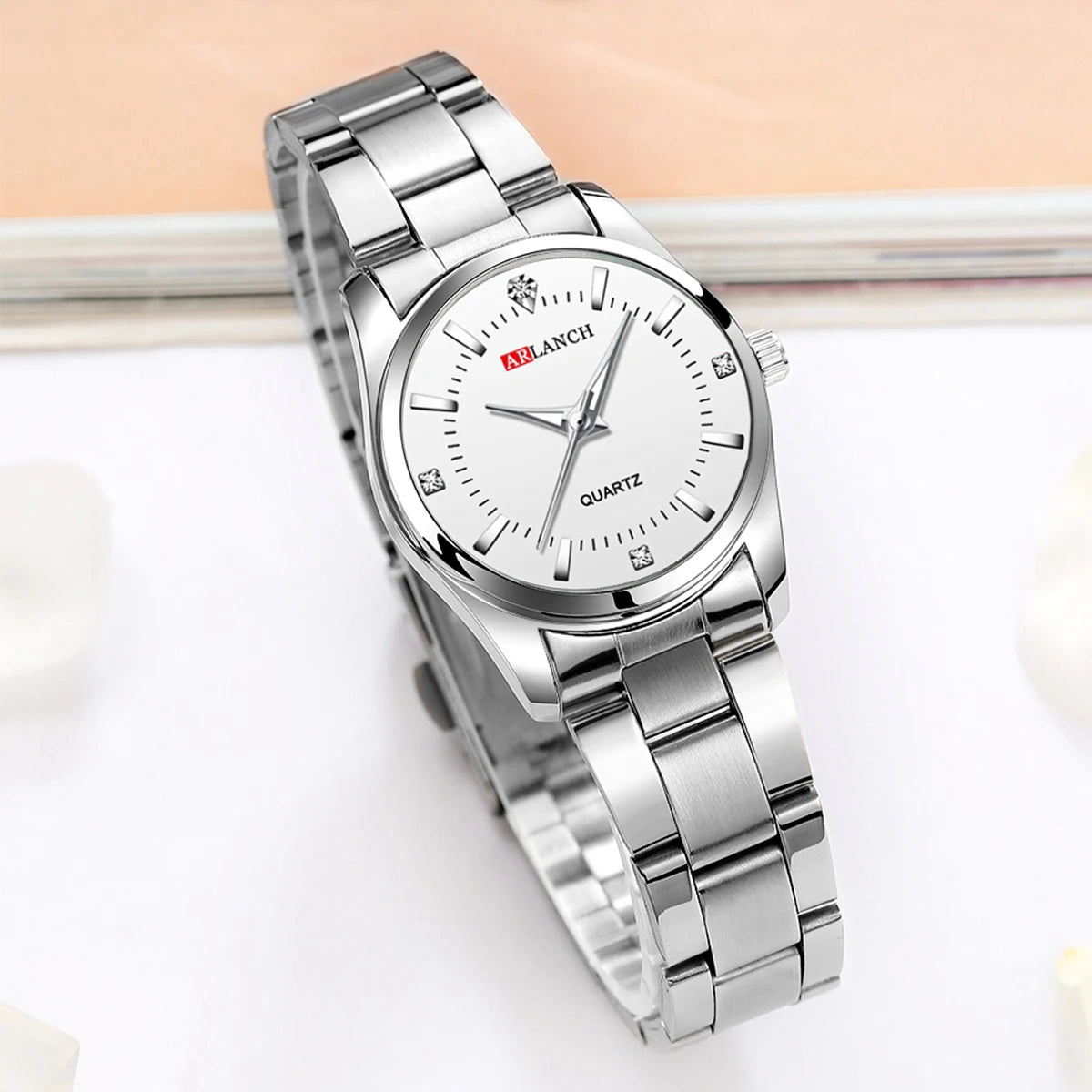 Luxury Women's Watch 29mm Fashionable Stainless Steel Rhinestone Pink Minimalist Girl Clock Outdoor Travel Women Wrist Watches