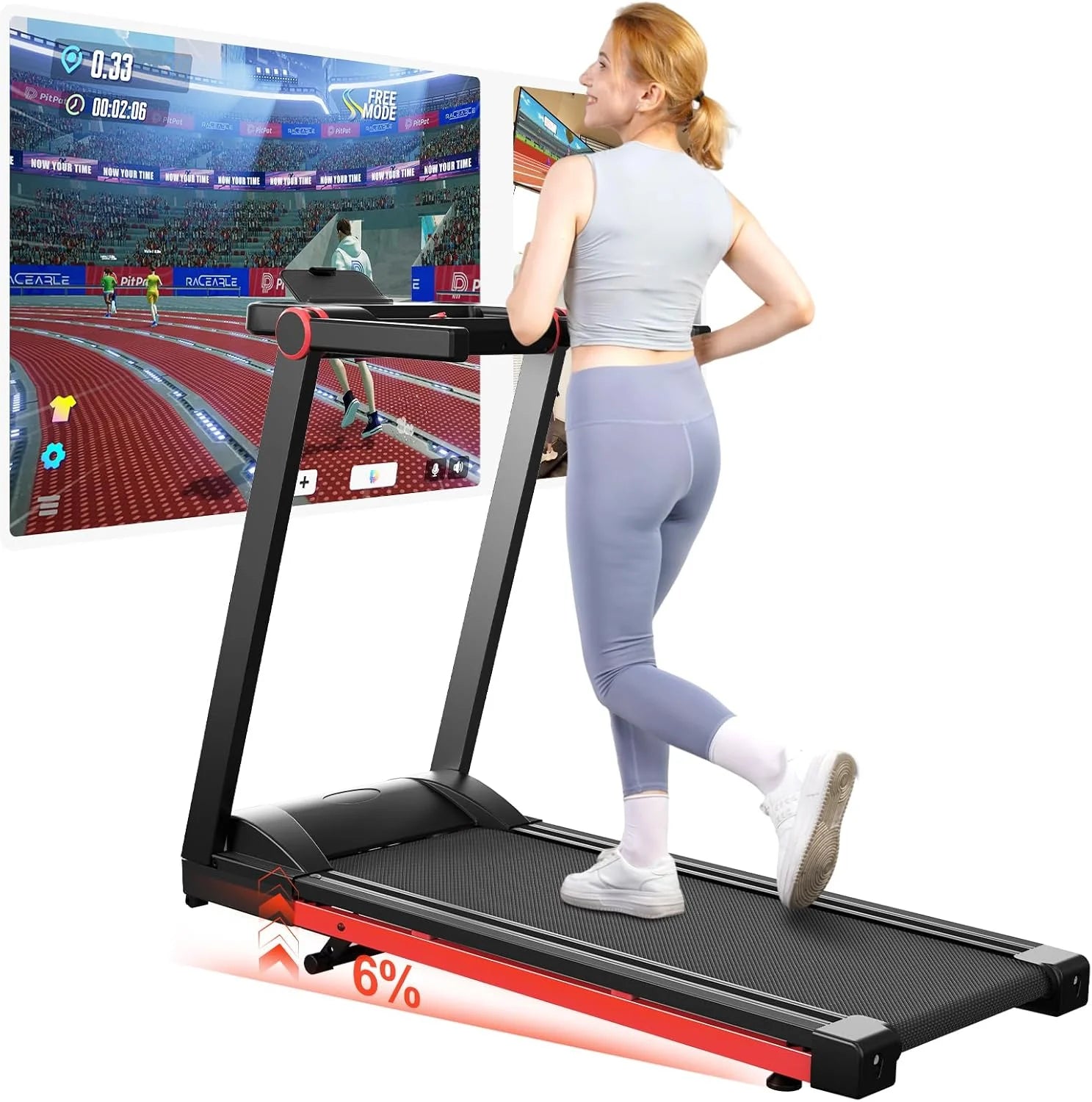 Superun Raceable Treadmill for Home, Walk Treadmill with 6% Incline 158 kg Weight Capacity
