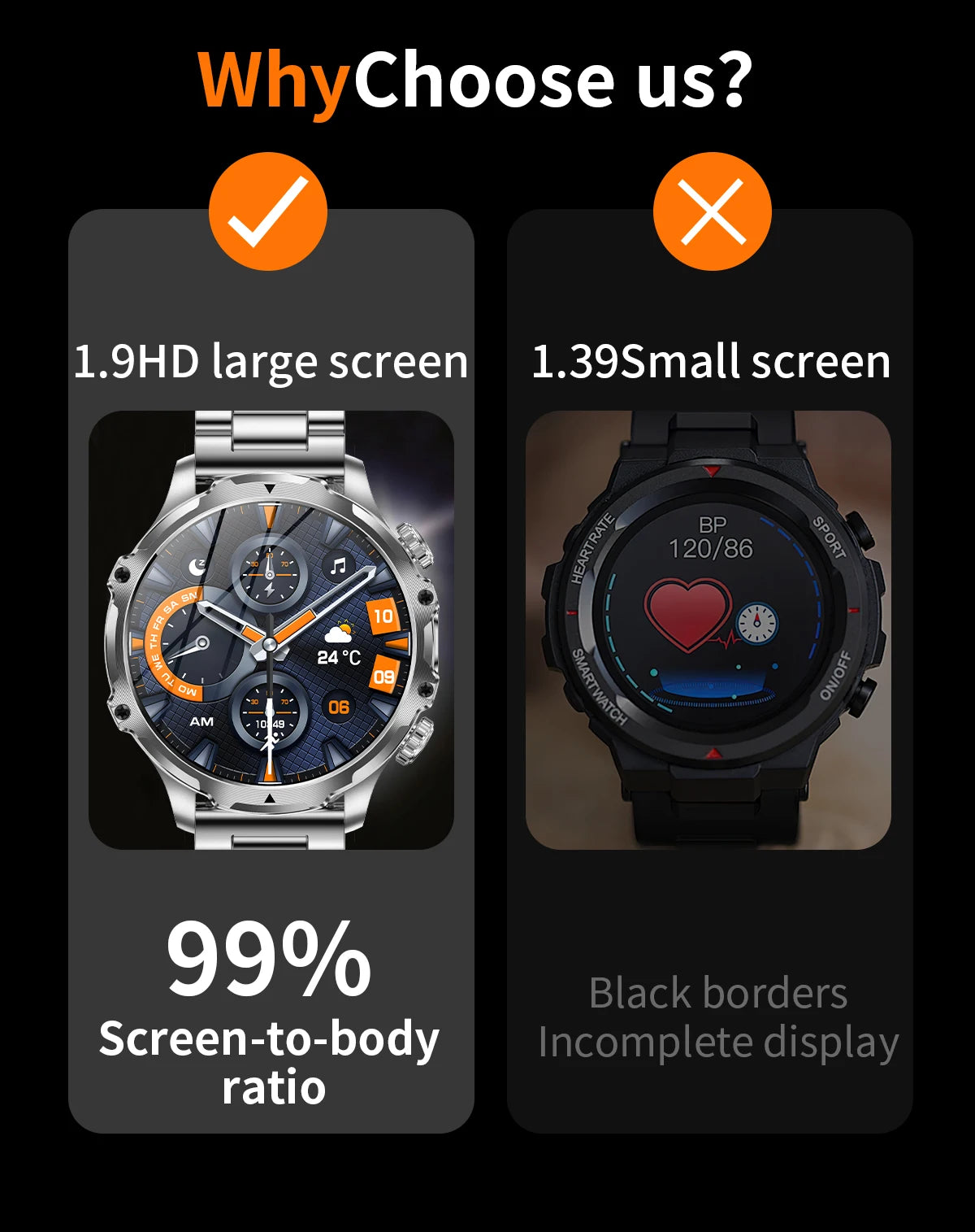 AK75 Smart Watch Flashlight 1.9inch Men Outdoors Sports Fitness Tracker 700mah Large Battery BT Calling LED Light Smartwatch