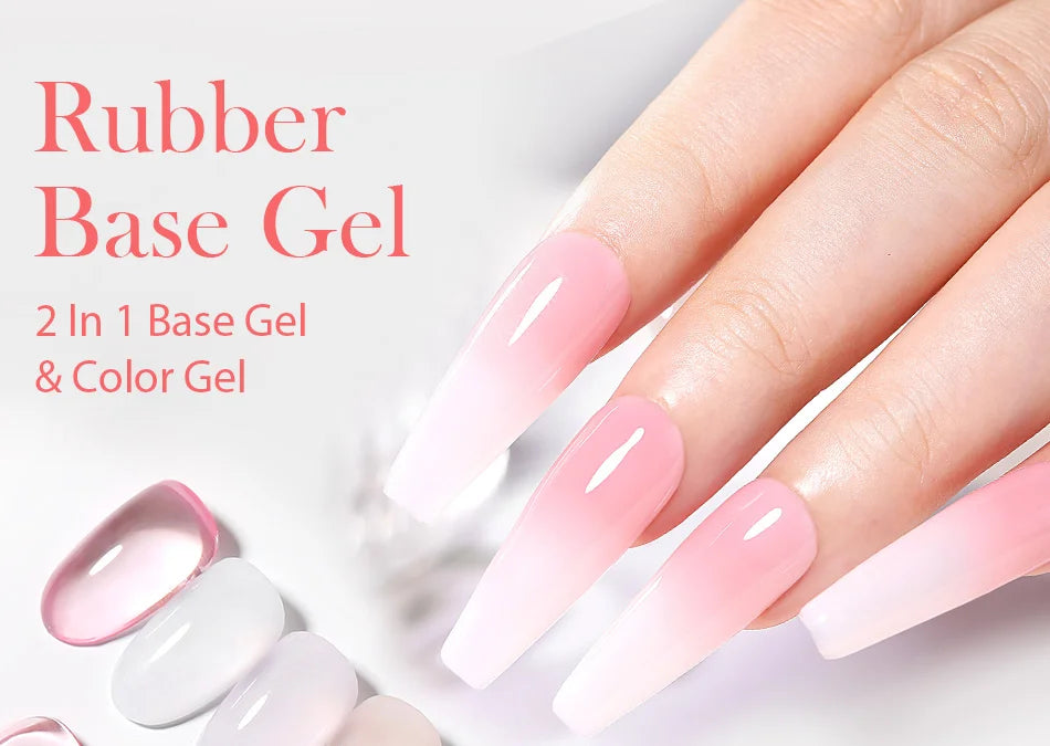 BORN PRETTY Milky Pink Rubber Base Gel Nail Polish Glitter 15ml Semi-Permanent Varnish Soak Off Self Leveling UV LED Gel