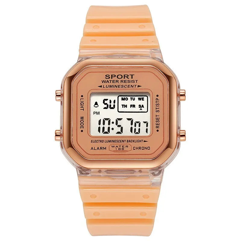 New Fashion Digital Student Transparent Electronic Watch Candy Multicolor LED Women Men Sports Waterproof Watches Clock Gift