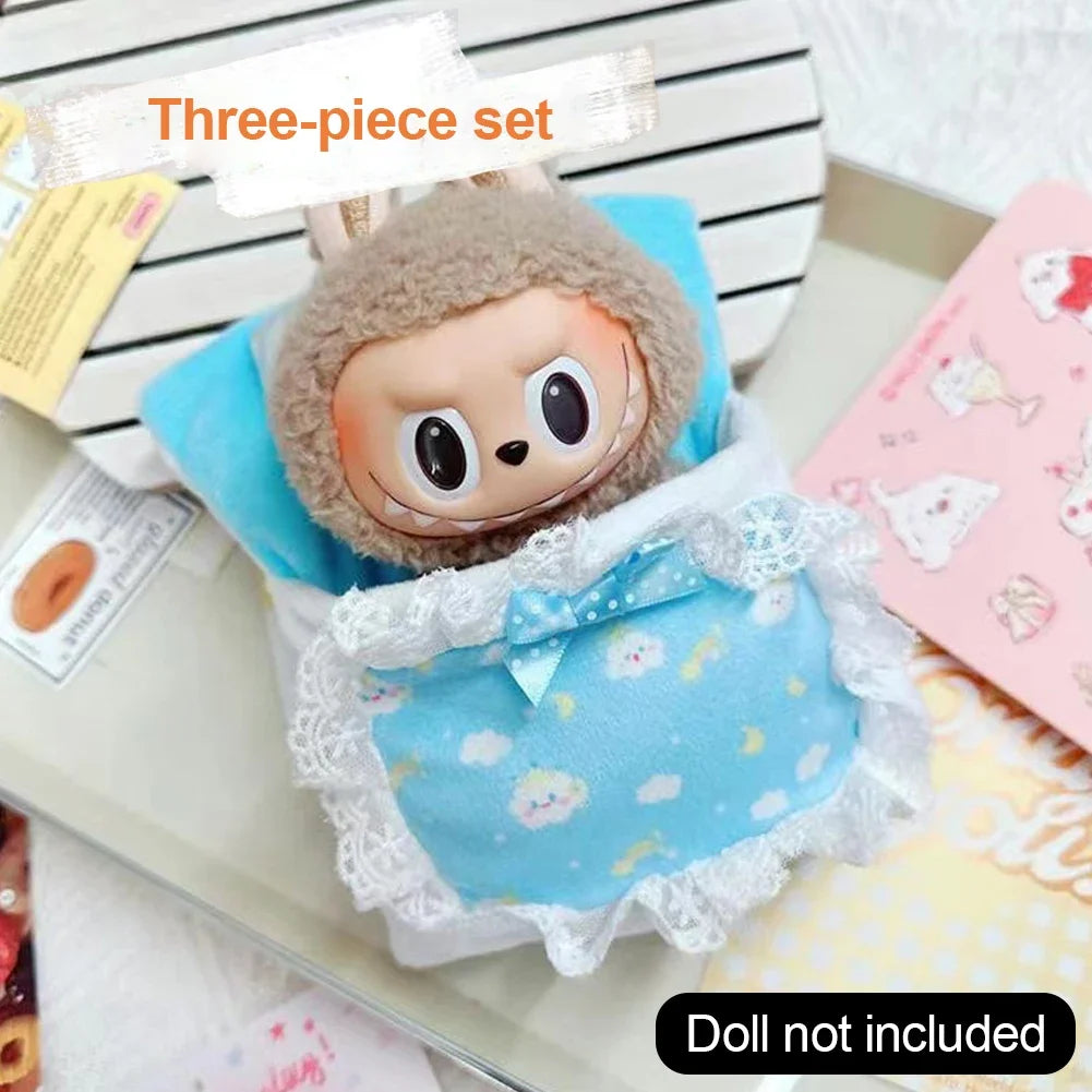 Doll Bed Sleeping Bag For 17cm Ropa Labubu Plush Toy & Accessories Cute Set Home Warmth Girl Gift