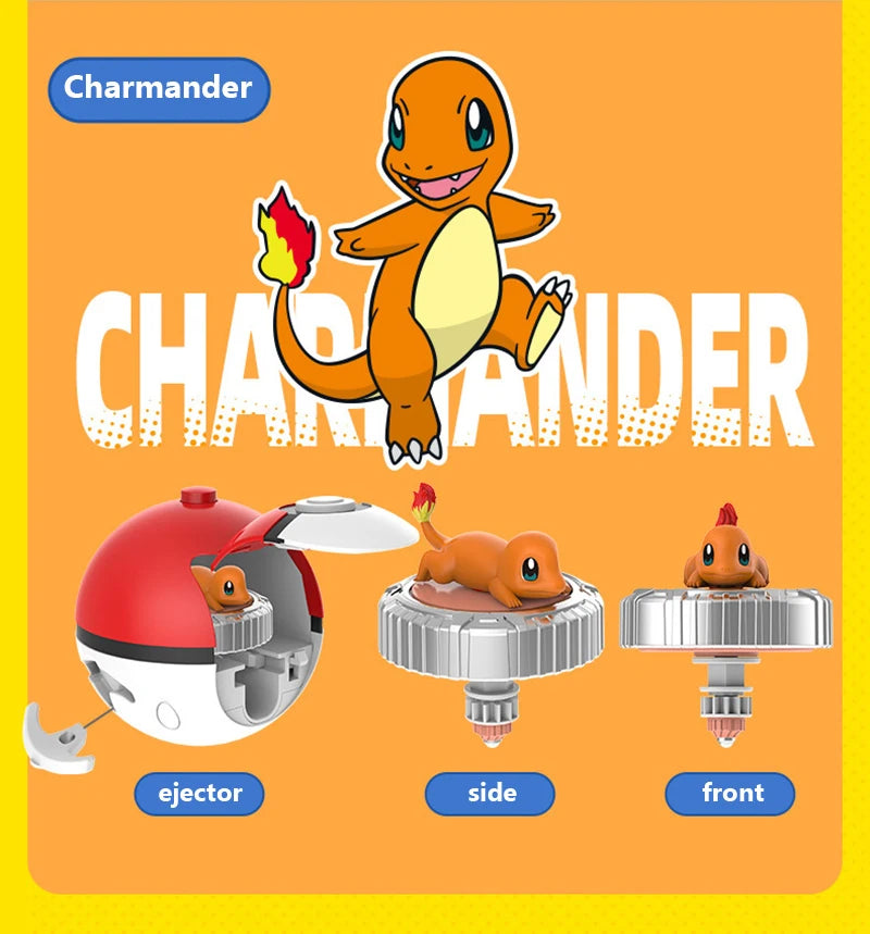 Pokemon Figures Beyblade Top Gyroscope Toys Pikachu Charmander Squirtle Mewtwo Eevee PVC Models Pokeball Gift For Kids