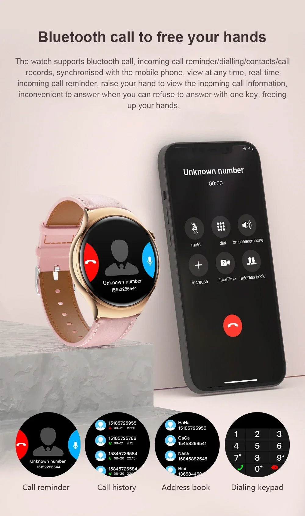 GUHUAVMI Smart Watch Women GPS Trajectory Heart Rate Blood Pressure NFC Bluetooth Call 1.27inch AMLOED Smartwatches Ladies