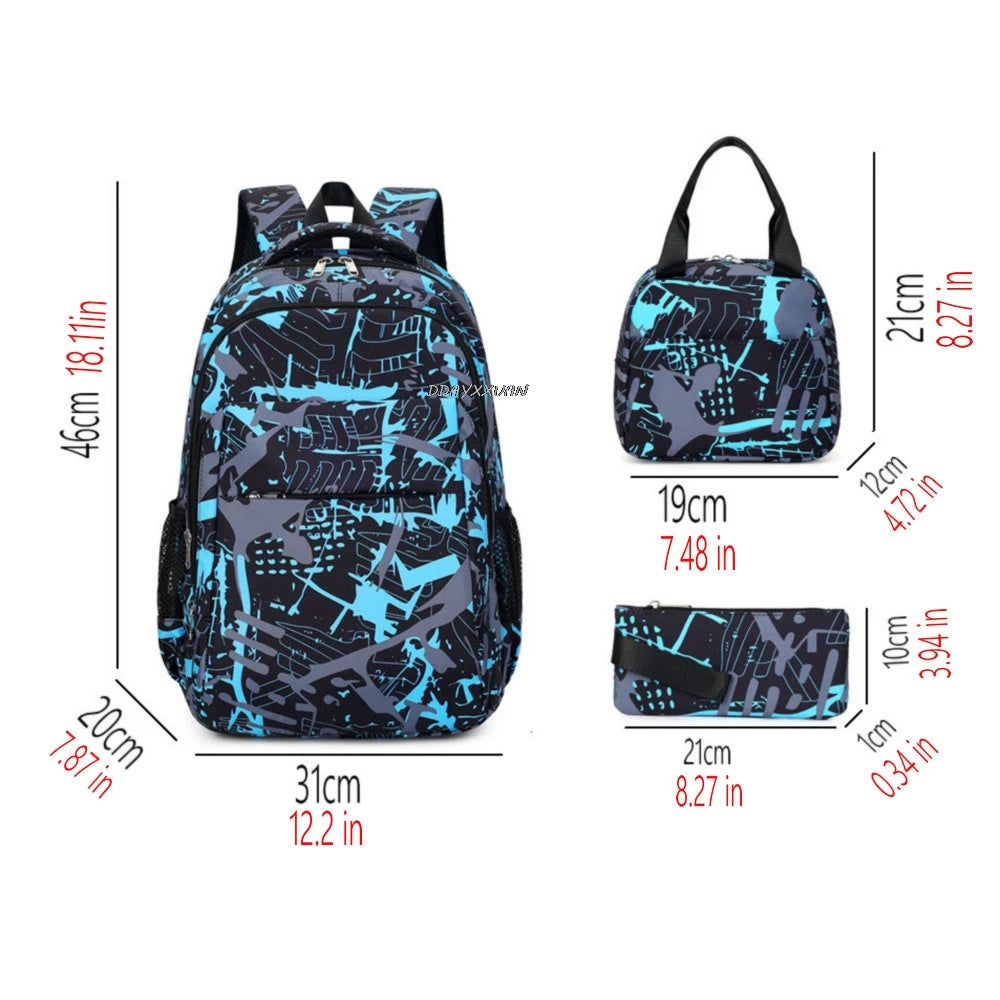 Football CR7 Cosplay School Bags School Backpack Laptop Teenager Boys Girls Schoolbags 3pcs/set