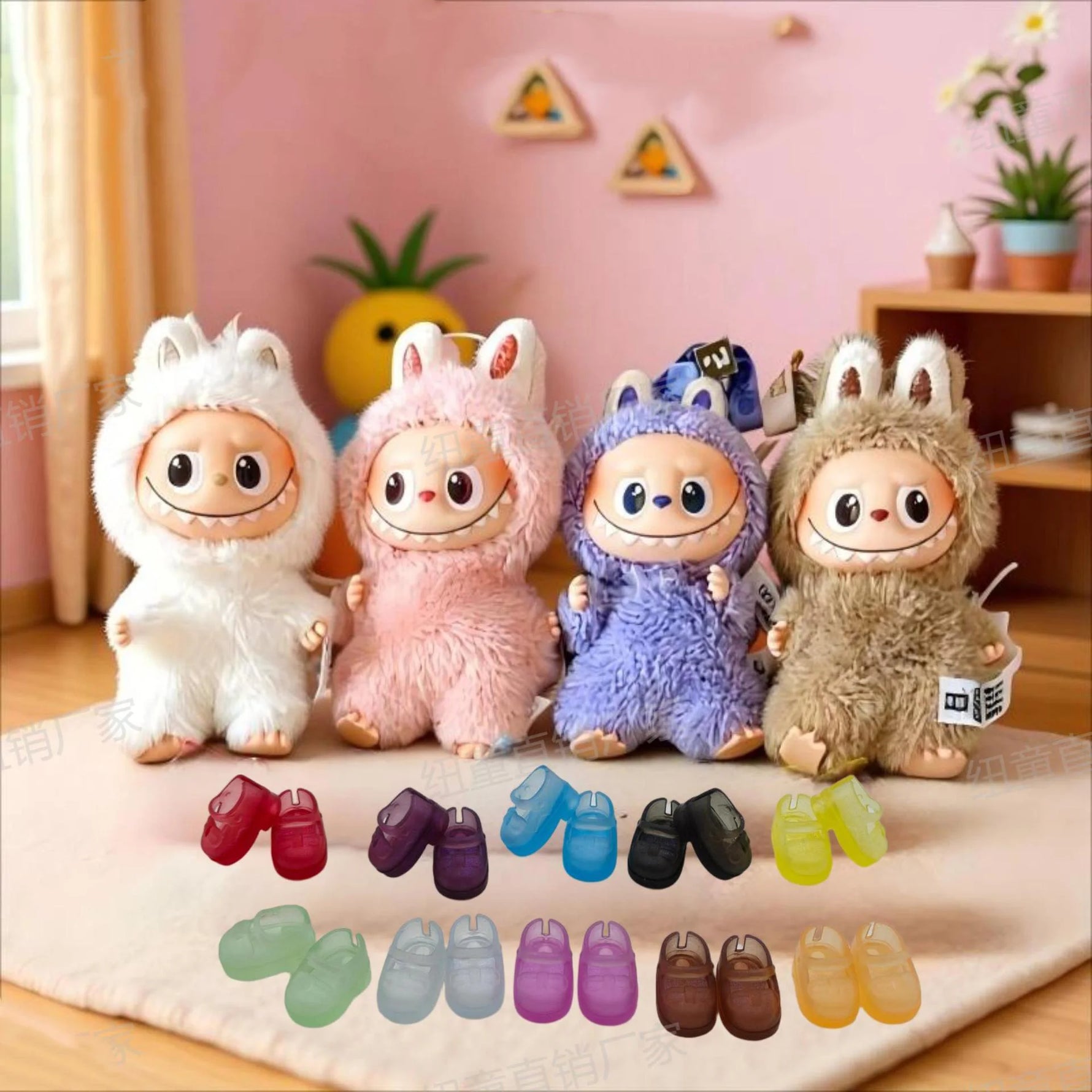 Mini Labubu Doll Shoes for 10cm Labubu 4.0 The Monsters Pin for Love Series Doll Clothes Accessories Plush Doll's Clothing