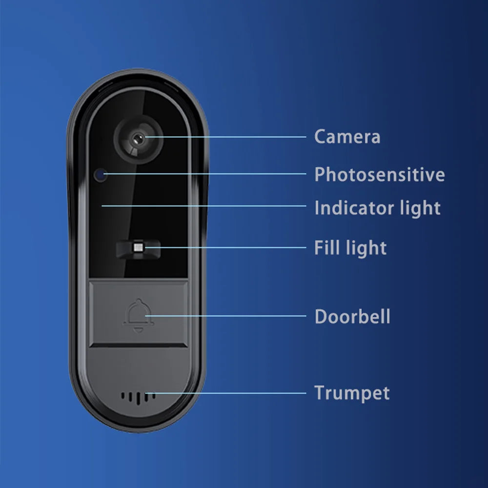 Visual Smart Doorbell Ring Door Camera Wireless Intelligent Video Bell Camera Intercom Doorbell Night Vision for Home Office