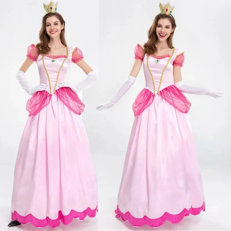 New Princess Dress Palace Party Queen Skirt Pink Peach Blossom Clothes Anime Halloween Costumes for Women