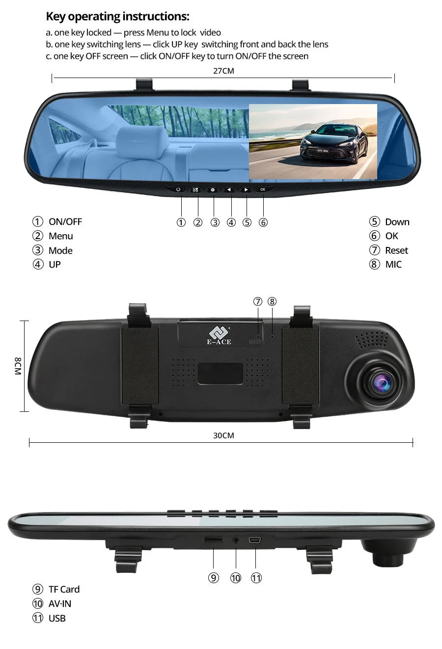 Dash Cam 4.3 inch 