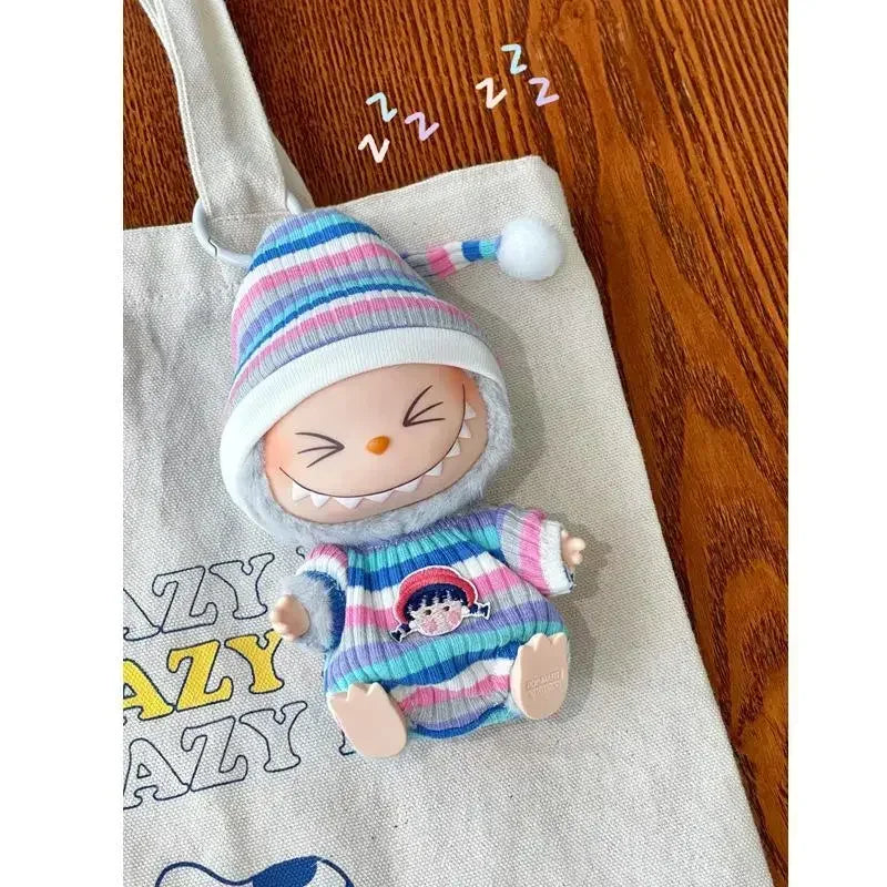 17cm Mini Plush Doll'S Clothes Outfit Accessories For Korea Kpop Labubu V1 V2 V3 Christmas onesie hat set Clothing