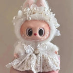 Bow Dress For 17cm Ropa Labubu Mini Doll Clothes Matching Pearl Hair Accessory Fahion Style Labubu V2/V3