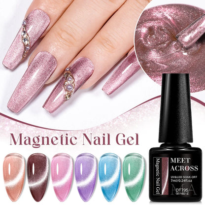 7pc Cat Magnetic Nail Gel Polish Set Long Lasting Glitter Nail Supplies Soak Off UV/LED Vernis Gel Kit for Manicure Design