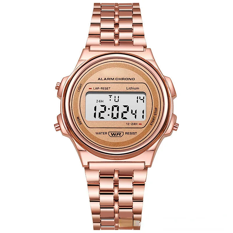Retro Square Electronic Watches Digital Display Women Men Watch Rose Gold Silver Luxury Ladies Wristwatches Relojes Para Mujer