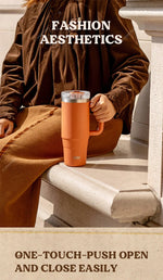 Tyeso 900/1200ML Tumbler Bottle Stainless Steel Car Mug With Handle Straw Thermal Iced Travel Vacuum Insulated Coffee Hot Cup