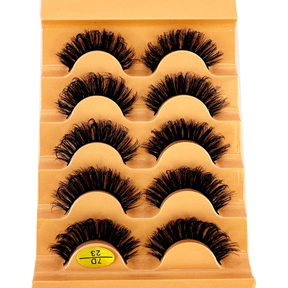 Cat Eye Eyelashes 3D Natural False Lashes D Curl Fluffy Soft Cross 5 Pairs Manga Lashes Wispy Natural Eyelash Extension Makeup