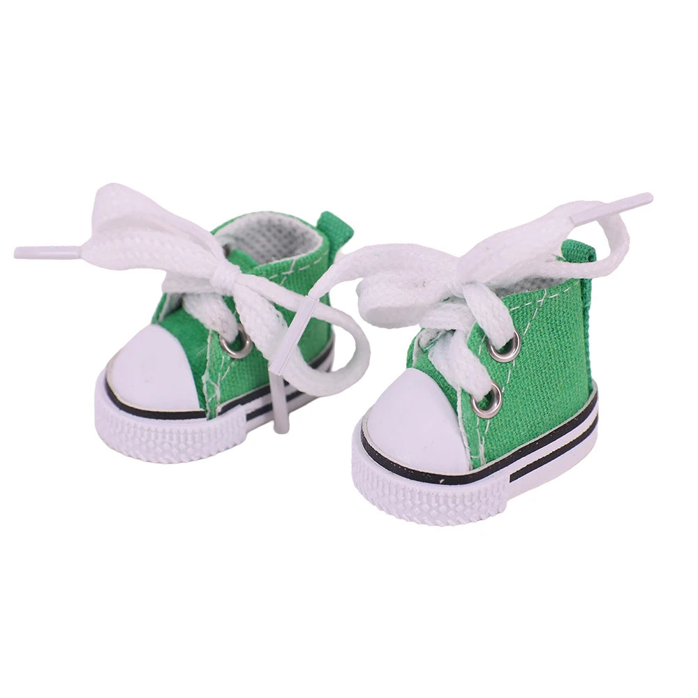 3.8cm Doll Shoes Solid Color Pop Lace up Canvas Shoe PU Shoes For 17cm Labubu Doll Clothes Accessories,Girl's Toys Clothing Gift