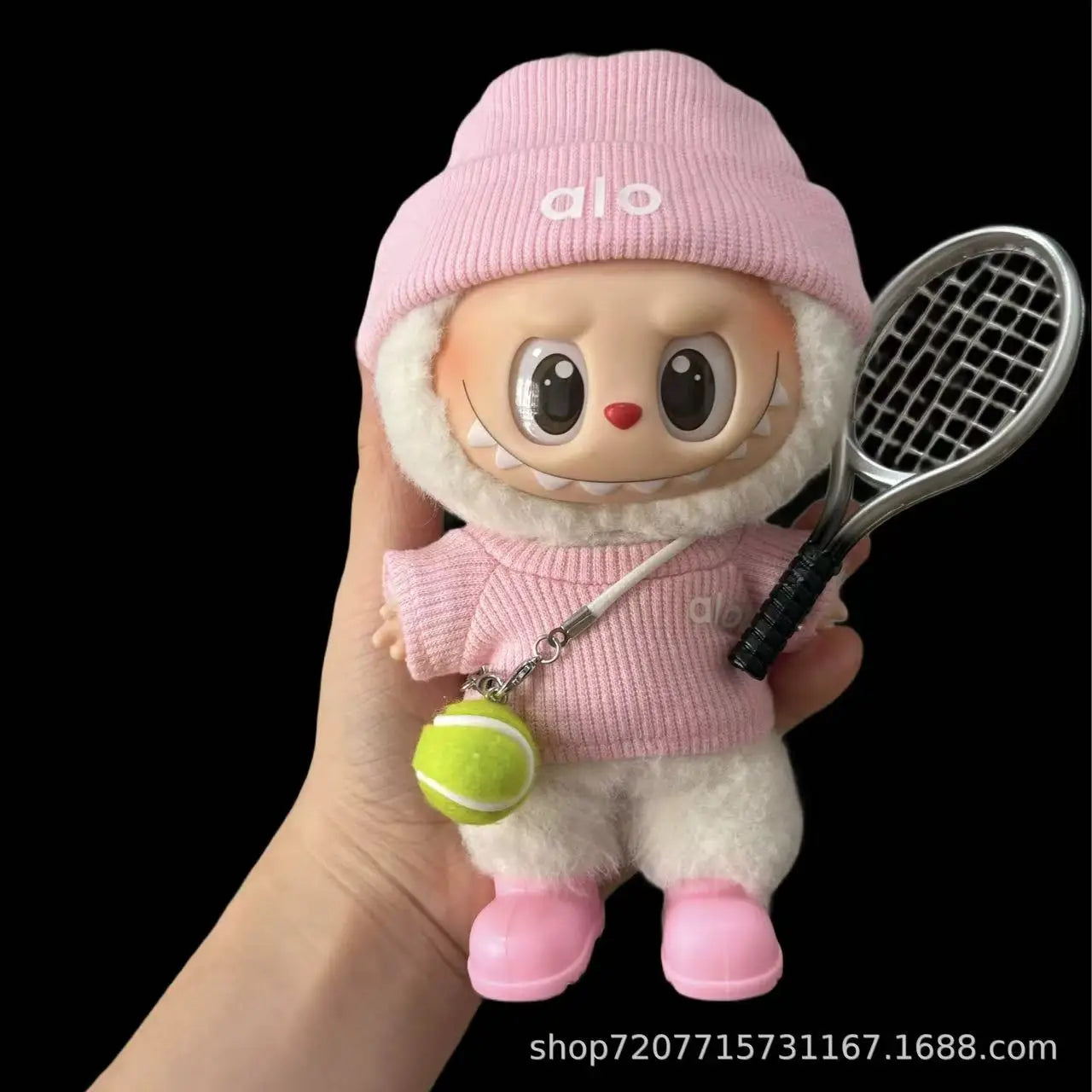 Cute Labubus Bunny Doll alo Accessories with Knitted Clothes Labu  bu Tennis Sports Set Sweater for Toy Collectors Clothes