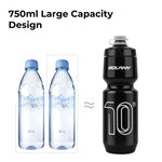 BOLANY Sports Bottle 10th Rubber Transparent Plastic with lid Bottle 750ML Portable Squeeze Drinking Outdoor Cycling Kettle