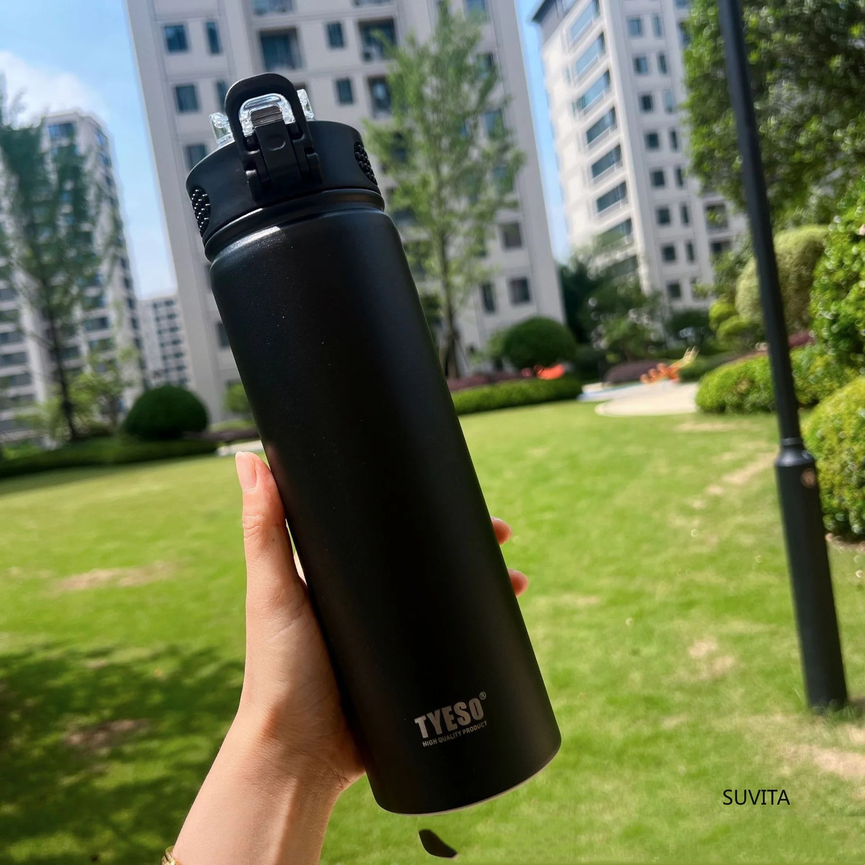 TYESO 600ML/750ML Thermos Water Bottle With Straw Stainless Steel Car Thermal Sports Cup Keeps Cold and Heat Thermal Travel Mug