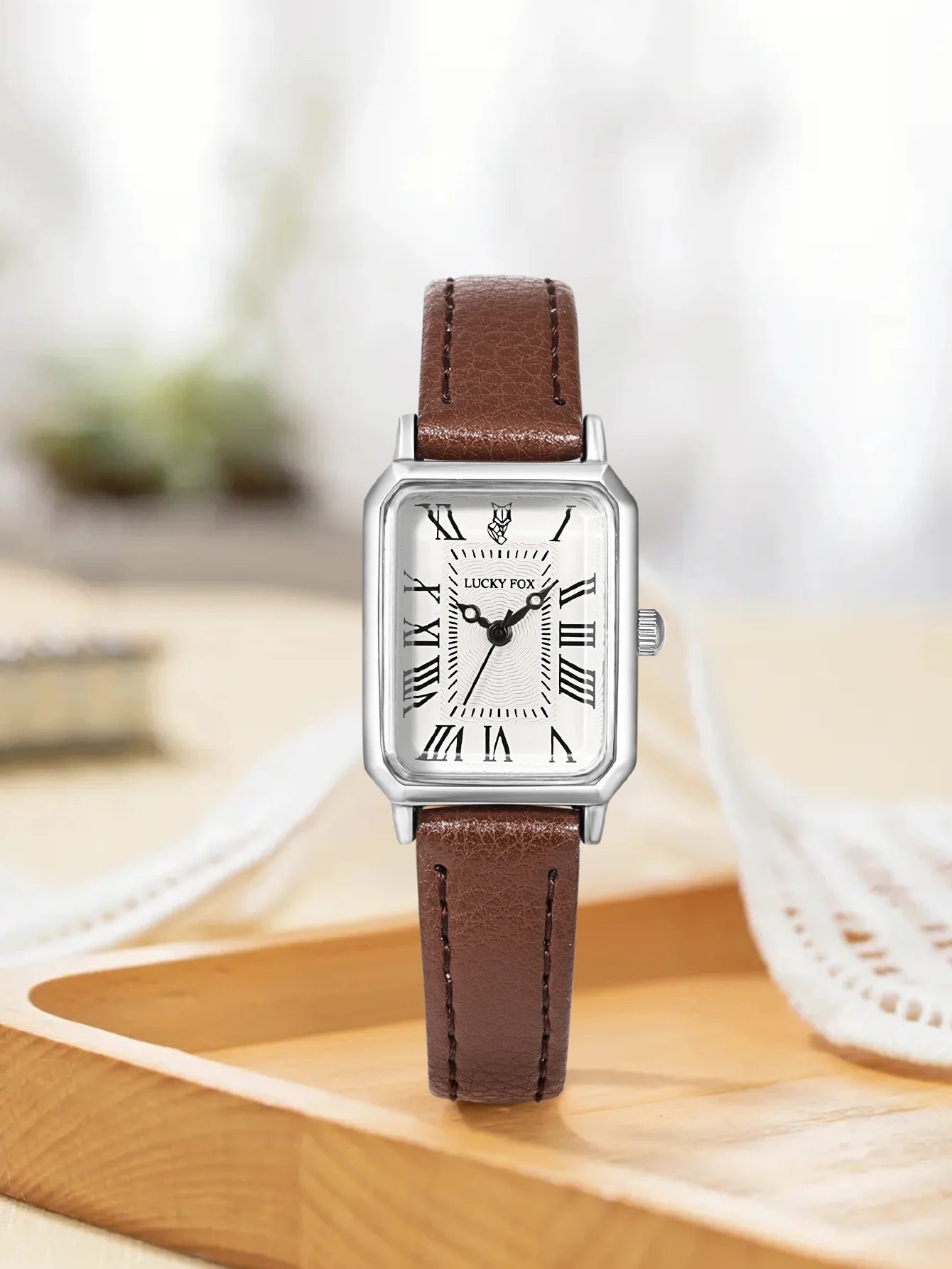 Fashion Rectangle Quartz Wrist Watch for Women Luxury Brand Roman Dial Leather Strap  Ladies Watches Clock