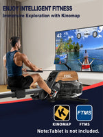 Fysiq Home Rowing Machine, Made of High-Quality Wood, 28L Extra-Large Water Tank, 50% Increased Resistance, Bluetooth Display, Maximum User Height 200cm