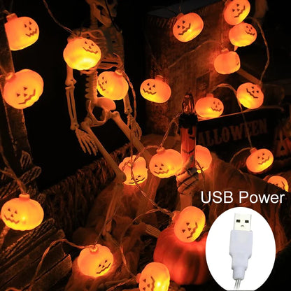 3 6M Pumpkin Horror Eyeballs LED String Lights Portable USB 20 40 Leds Halloween Party Decoration For Home bar Atmosphere Decor