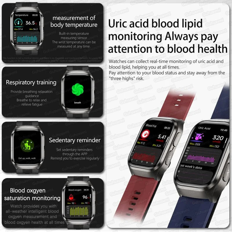 2025 AI Diagosis ECG Health Smart Watch Men Blood Pressure Lipid Uric Acid NFC Air Pump Airbag Health Smartwatches Women For IOS