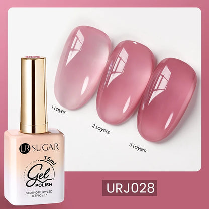 UR SUGAR 15ml Blood Red Jelly Gel Nail Polish Translucent Color Crystal Nude Gel Nail Art Varnish For Fall Winter Manicure