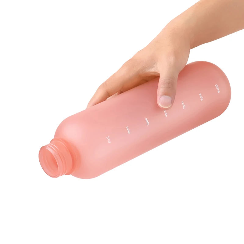 1000ML Bottle With Time Marker Motivational Reusable Fitness Sports Outdoors Travel Cycling Leakproof BPA Free Frosted Bottle