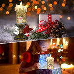 Christmas LED Candle Light Flameless Rotating Waterfall Sparkling Candle Light Crystal Electronic Candle Desktop Decoration Gift