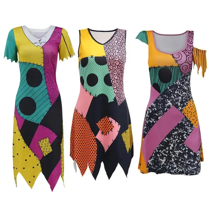 Halloween Sally Suit Cosplay Costume Anime Movie Bodysuit Spandex Jumpsuit Party Carnival Leggings Day of The Dead Zentai Set