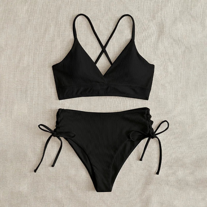 Cikini V-hals split bikiniset voor dames