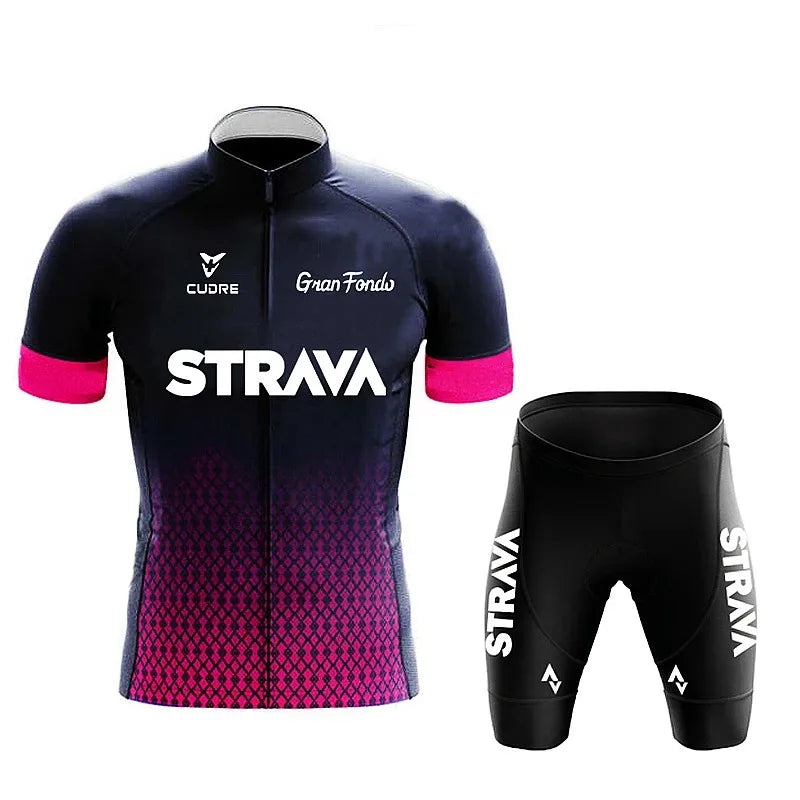 Strava Men's Cycling Set – Jersey & Bib Shorts, Quick-Dry & Breathable