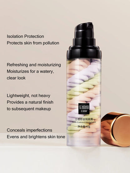 Three color press release cream concealer isolate makeup facial base brightening cream